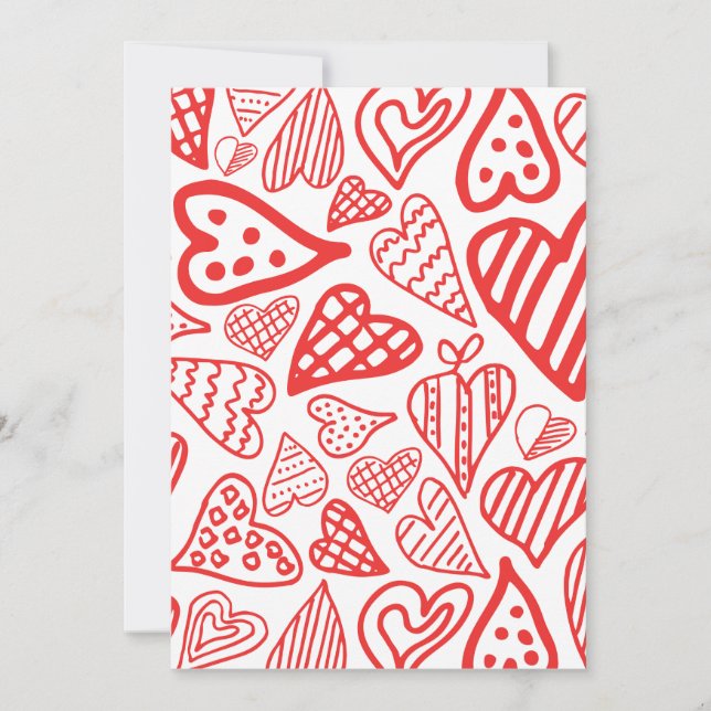 "Hand-Drawn Hearts Design | Whimsical and Romantic Thank You Card (Front)