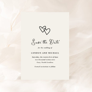 Hand Drawn Hearts Doodle Modern Wedding Save The Date