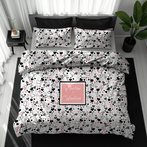 Hand Drawn Hearts Duvet Romantic Wedding Love Gift
