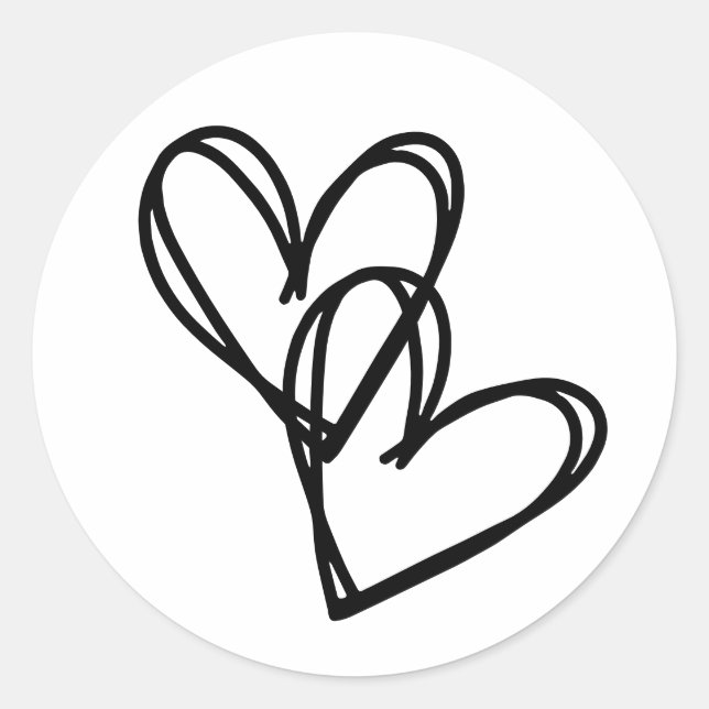 hand drawn hearts, entwined together. Valentines Classic Round Sticker (Front)
