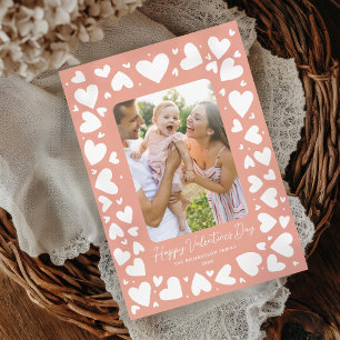 Hand drawn Hearts Frame Valentines Day Photo Holiday Card
