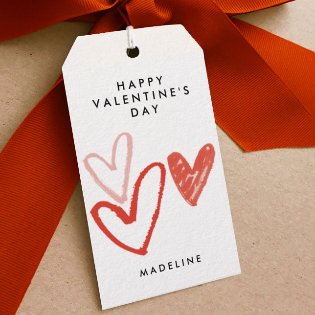 Hand Drawn Hearts Gift Tags (Hand-drawn hearts Valentine's Day gift tag.)