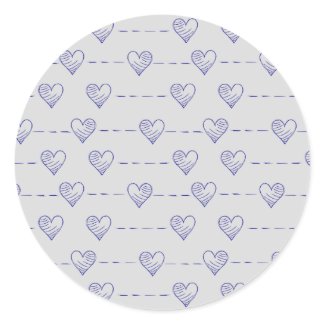 Hand drawn hearts in circle. classic round sticker