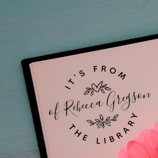 Hand-drawn Hearts & Leaves 'From the Library of' Rubber Stamp (Creator Uploaded)