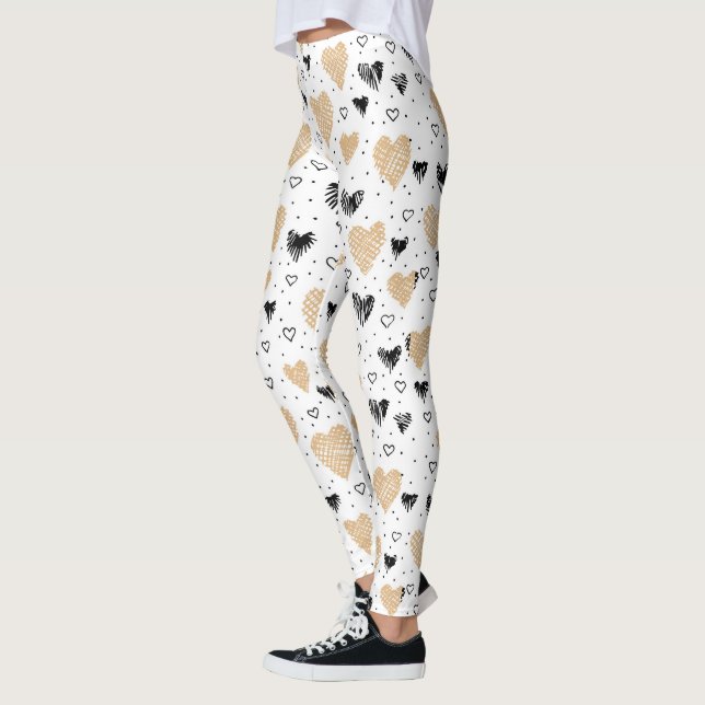 Hand-Drawn Hearts Leggings (Left)