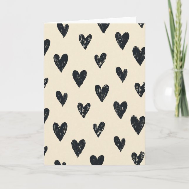 Hand Drawn Hearts Love Card (Front)
