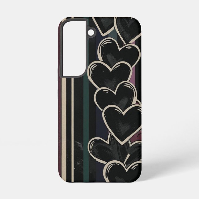 Hand-Drawn Hearts & Moody Rainbow Stripes Samsung Galaxy Case (Back)