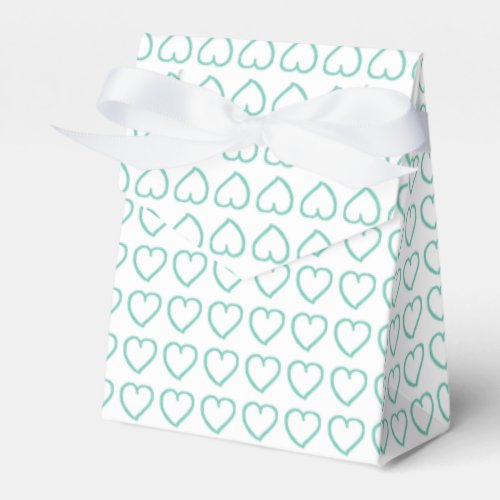 Hand drawn hearts pattern blue on white favor boxes