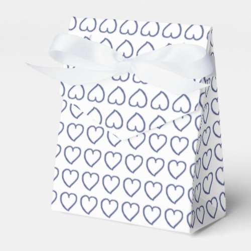 Hand drawn hearts pattern dark blue on white favor boxes