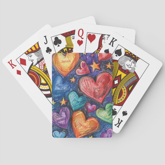 Hand Drawn Hearts & Stars Poker Cards (Back)