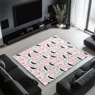 Hand Drawn Hearts Sweet Anniversary Love Area Rug