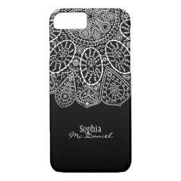 Hand Drawn Henna Circle Design Black and White iPhone 8/7 Case