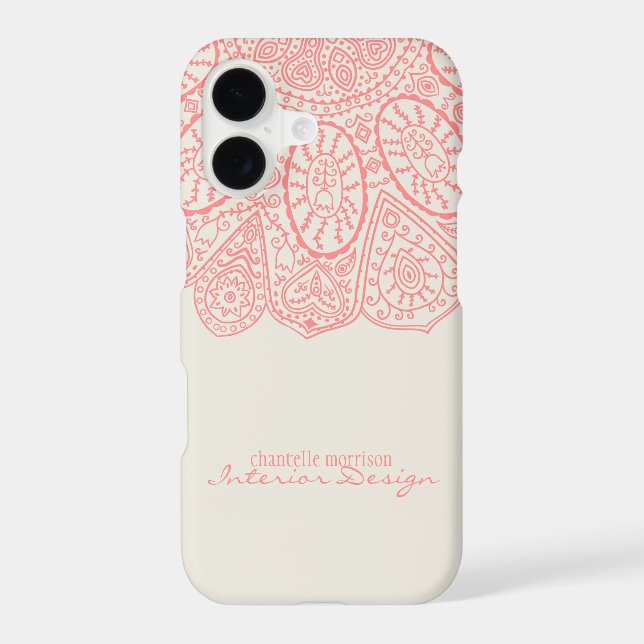 Hand Drawn Henna Circle Pattern Design Business Iphone Case (Back)