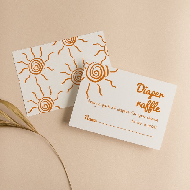 Hand Drawn Here Comes The Son Diaper Raffle  Enclosure Card (Creator Uploaded)