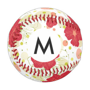 Hand Drawn Hibiscus Pattern Baseball