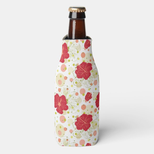 Hand Drawn Hibiscus Pattern Bottle Cooler (Bottle Front)