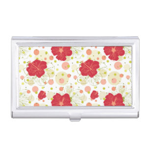 Hand Drawn Hibiscus Pattern Case For Business Cards