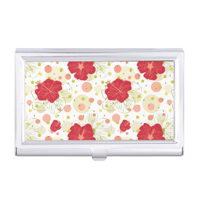 Hand Drawn Hibiscus Pattern Case For Business Cards (Front)
