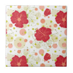 Hand Drawn Hibiscus Pattern Ceramic Tile