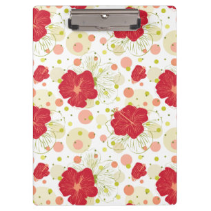 Hand Drawn Hibiscus Pattern Clipboard