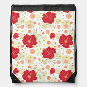 Hand Drawn Hibiscus Pattern Drawstring Bag