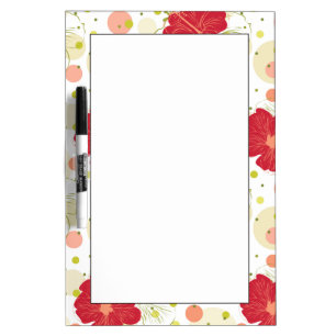 Hand Drawn Hibiscus Pattern Dry Erase Board