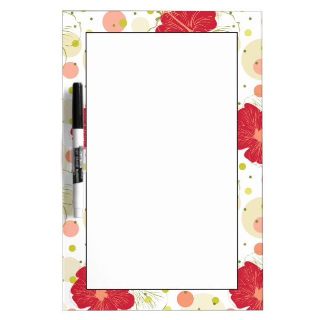 Hand Drawn Hibiscus Pattern Dry Erase Board (Front)