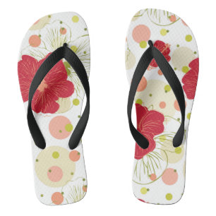 Hand Drawn Hibiscus Pattern Flip Flops
