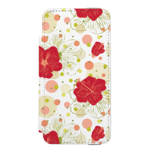 Hand Drawn Hibiscus Pattern iPhone SE/5/5s Wallet Case