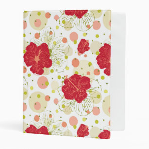 Hand Drawn Hibiscus Pattern Mini Binder