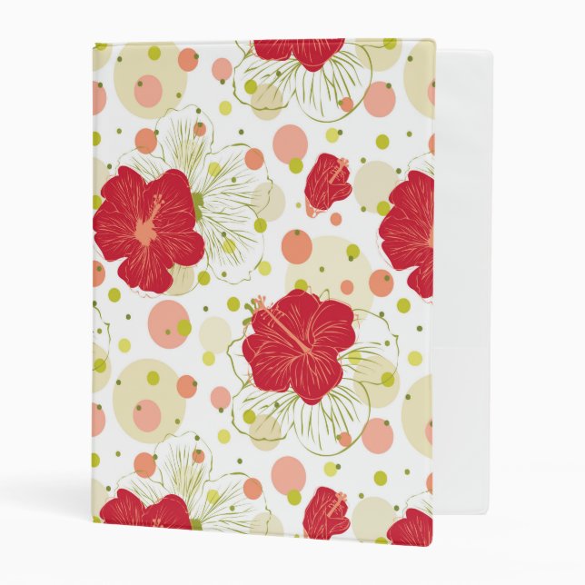 Hand Drawn Hibiscus Pattern Mini Binder (Front/Inside)