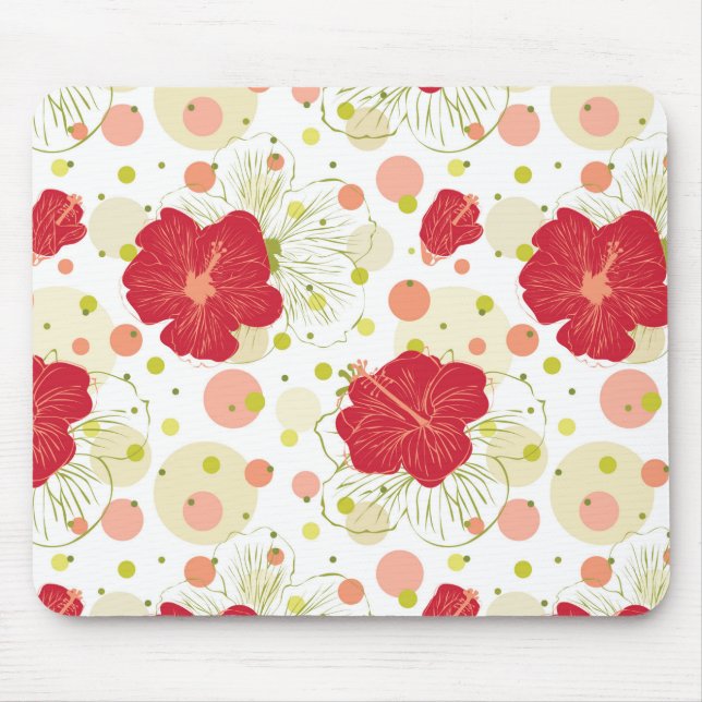 Hand Drawn Hibiscus Pattern Mouse Pad (Front)