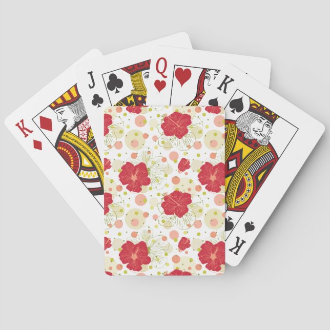 Hand Drawn Hibiscus Pattern Poker Cards (Back)