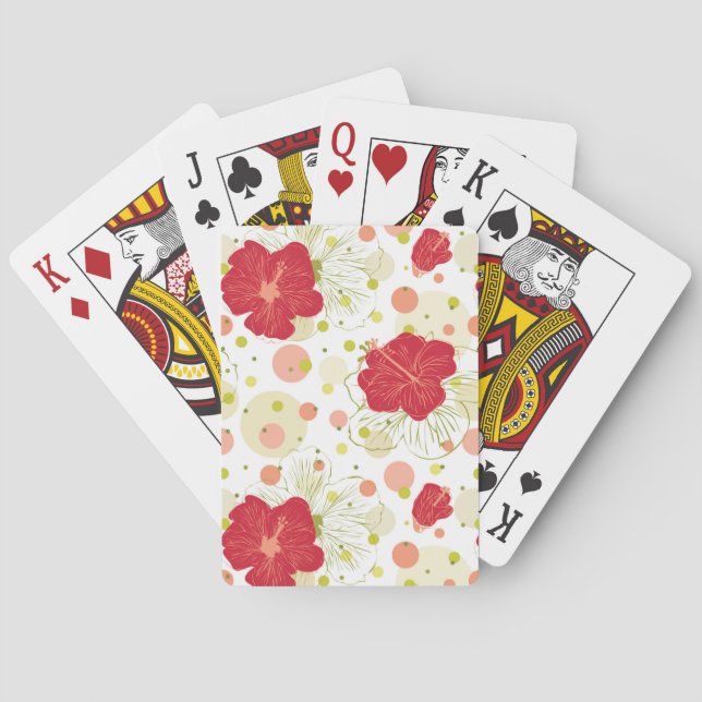 Hand Drawn Hibiscus Pattern Poker Cards (Back)