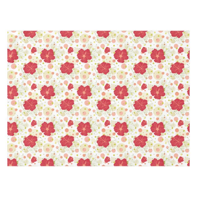 Hand Drawn Hibiscus Pattern Tablecloth (Front (Horizontal))