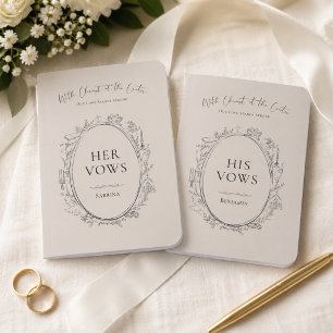 Hand Drawn His and Hers Christian Vow Books