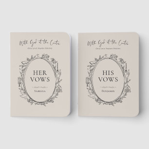Hand Drawn His and Hers Christian Vow Books