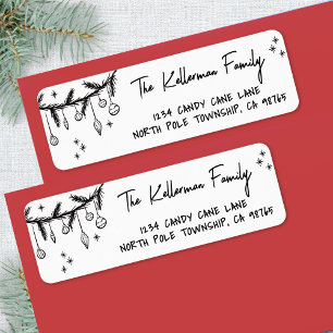 Hand Drawn Holiday Christmas Return Address Label