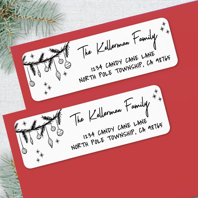Hand Drawn Holiday Christmas Return Address Label (Hand Drawn Whimsical Christmas Return Address label)