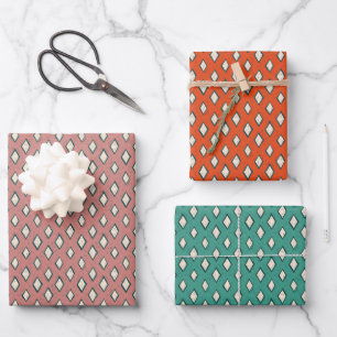 Hand Drawn Holiday Diamonds Set Wrapping Paper Sheets
