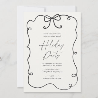 Hand Drawn Holiday Party Invitation Whimsical Bow