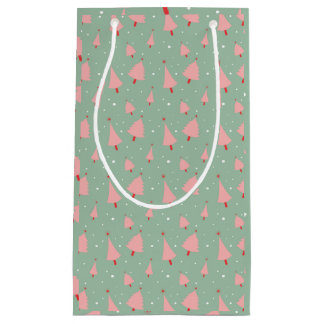 Hand Drawn Holiday Trees Small Gift Bag