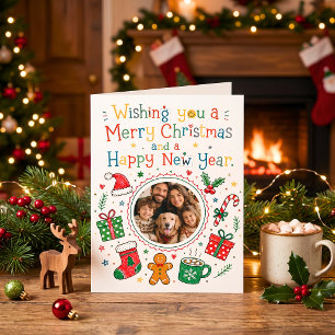 Hand drawn holly berries colorful christmas card