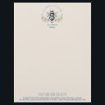Hand Drawn Honey Bee Beekeeper Apiary Floral  Lett Letterhead<br><div class="desc">An artistic whimsical lovely honey bee and watercolor floral logo in the round,  business honey jar labels for a beekeeper,  apiarist,  or maker of honey products,  that gives this lovely graphic a classic elegant earthy feel.</div>
