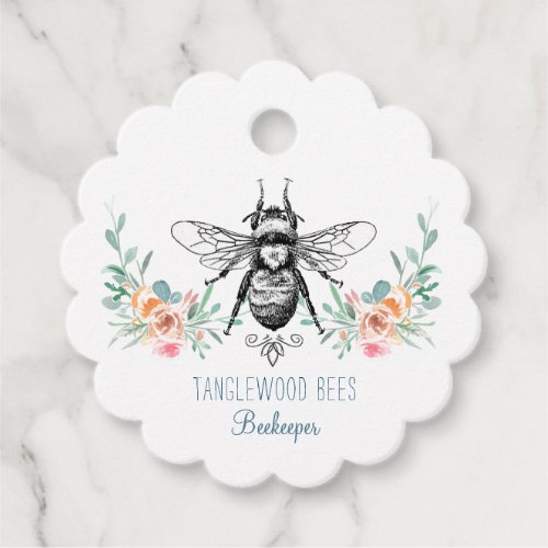 Hand Drawn Honey Bee Beekeeper Apiary Floral Price Favor Tags