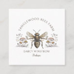 Hand Drawn Honey Bee Beekeeper Apiary Floral Squar Square Business Card