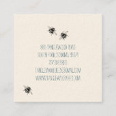Hand Drawn Honey Bee Beekeeper Apiary Floral Square Business Card (Back)