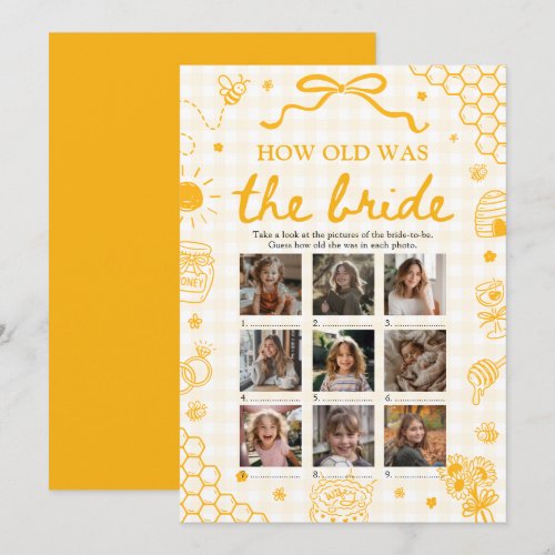 Hand Drawn Honey Bee How Old Was The Bride Game Invitation
