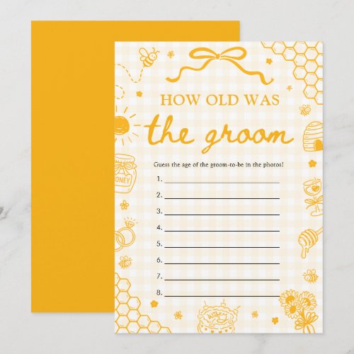 Hand Drawn Honey Bee How Old Was The Groom Game Invitation
