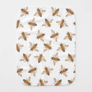 Hand Drawn Honeybees Baby Burp Cloth